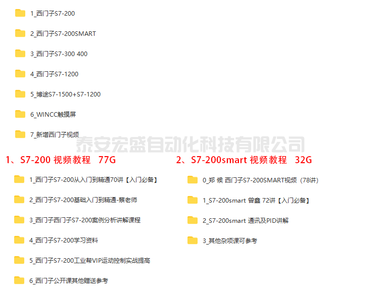 西門子S7-200/S7-200smart /S7-300/S7-400/博途/1200PLC視頻教程案例教程