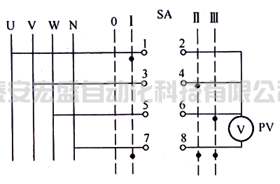 LW5-15/YH1型相電壓換相開關(guān)接線圖